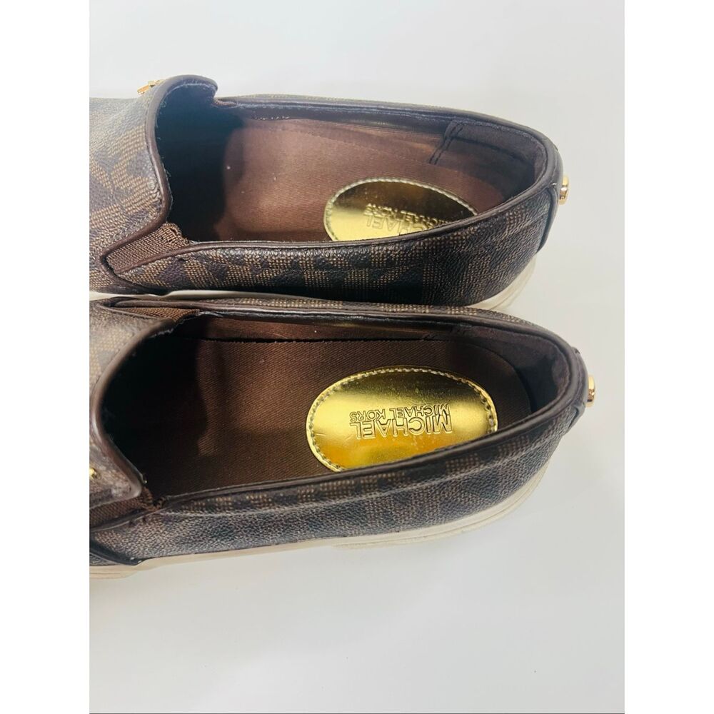 Michael Michael Kors Brown Monogram Loafer Slip On Shoes Sz 7M PVC Upper Exc Con - Picture 2 of 9
